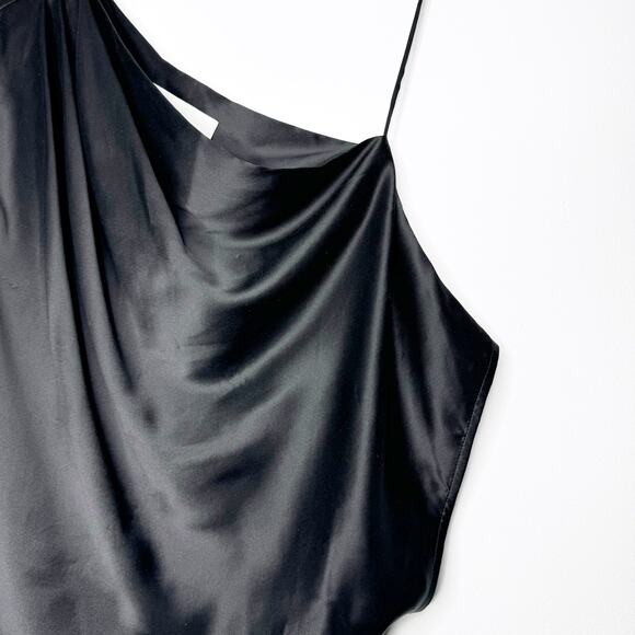 Michelle Mason One Shoulder Draped Silk Top in Black Size 6 - Picture 4 of 9